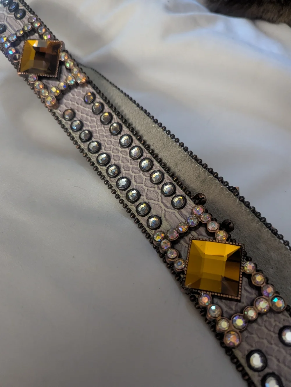 Crystal-Embellished  Metallic Buckle Women's Belt S- M